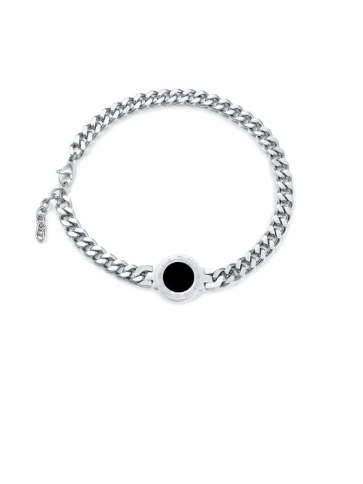 [Steel color] Titanium With  Acrylic  Simplistic Round Bracelets  Or Necklace